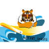Tiger on a surfboard