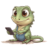 Baby lizard with mobile phone