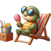 Funny turtle relaxing with sunglasses