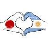 Japan Argentina flag hænder hjerte form brugt
