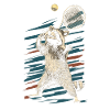 Raccoon playing tennis