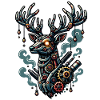 Steampunk style mechanical deer