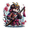 Niedlicher Samurai Otter mit Kirschblüten