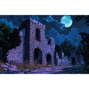 Poster Illustration Medieval Landscape in Ruins