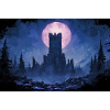 Poster Illustration Medieval Landscape in Ruins