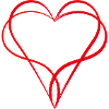 Two red hearts tightly intertwined