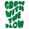 Broderet Grow med Flow-skrifttypen