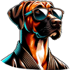 Karate Rodesian Ridgeback with Sunglasses