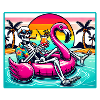 Flamingo Pool Party – Skeleton Summer Vibes