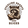 Raccoon eating pizza