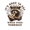 Raccoon eating pizza
