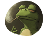 Psychedelic stoner frog smokes weed pure