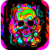 Neon Style Schädel Leuchtreklame Glow