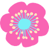 Fleur rose et cyan