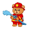 Teddy bear firefighter with hose