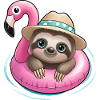Kawaii Sloth in Flamingo🦩