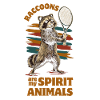 Raccoon playing tennis