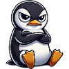 Penguin cartoon skeptical look funny