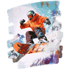 Snowboarder poudreuse