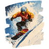 Snowboarder powder snow