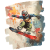 Snowboarder poudreuse