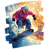 Snowboarder powder snow