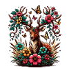 Beautiful deer with flowers