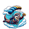 Parachuting otter with fish