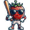 Strawberry Baseball Player with Bat