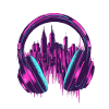 Headphones - Pink Skyline City