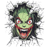 Creepy monster breaks through wall