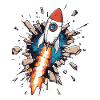 Rocket breaks through wall
