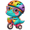 Little dino with bike and helmet
