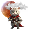Knight Kitten Under Lunar Moon
