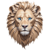 Majestic lion head with blue eyes