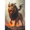 Chimäre, dreiköpfiges Monster, feuerspeiender Löwe