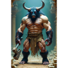 Minotaur, massive bull-headed warrior gripping axe