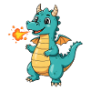 Dino Cartoon Dragon with Fire