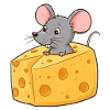 Animal Cartoon Mouse with Cheese