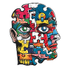 abstract art and puzzle face