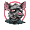 Coole Ratte mit Brille und Lederjacke