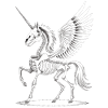 Skelett-Einhorn mit Flügeln