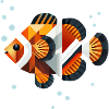 Géométrique Clownfish Abstrait Monde Sous-marin