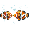 Poisson-clown amoureux – Art marin géométrique