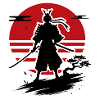 Silhouette Samurai Red Sun