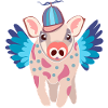 Pastel Winged Pig with Beanie