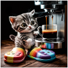 Katze macht kaffeepause