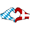 Bavière, Danemark, Drapeau, Mains, Coeur