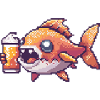 Piranha Fish Pixel Beer