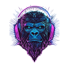 Gorilla with Headphones – Polygon Monkey with Beard